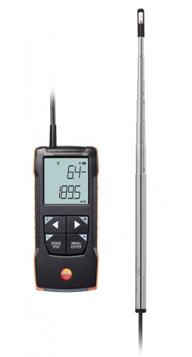 Testo 425 Digital Hot Wire Anemometer with telescopic probe, 0 to