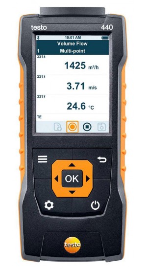 Testo 440 Air Velocity and IAQ Measuring Instrument with digital vane probe, &amp;oslash; 0.63&amp;quot;-