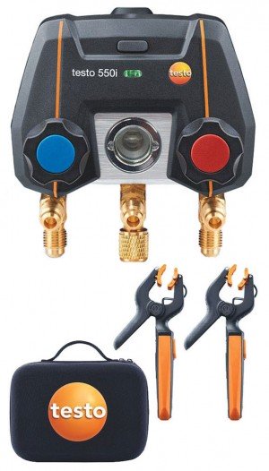 Testo 550i Smart Digital Manifold Kit with wireless temperature probes, -14 to 870 psi-