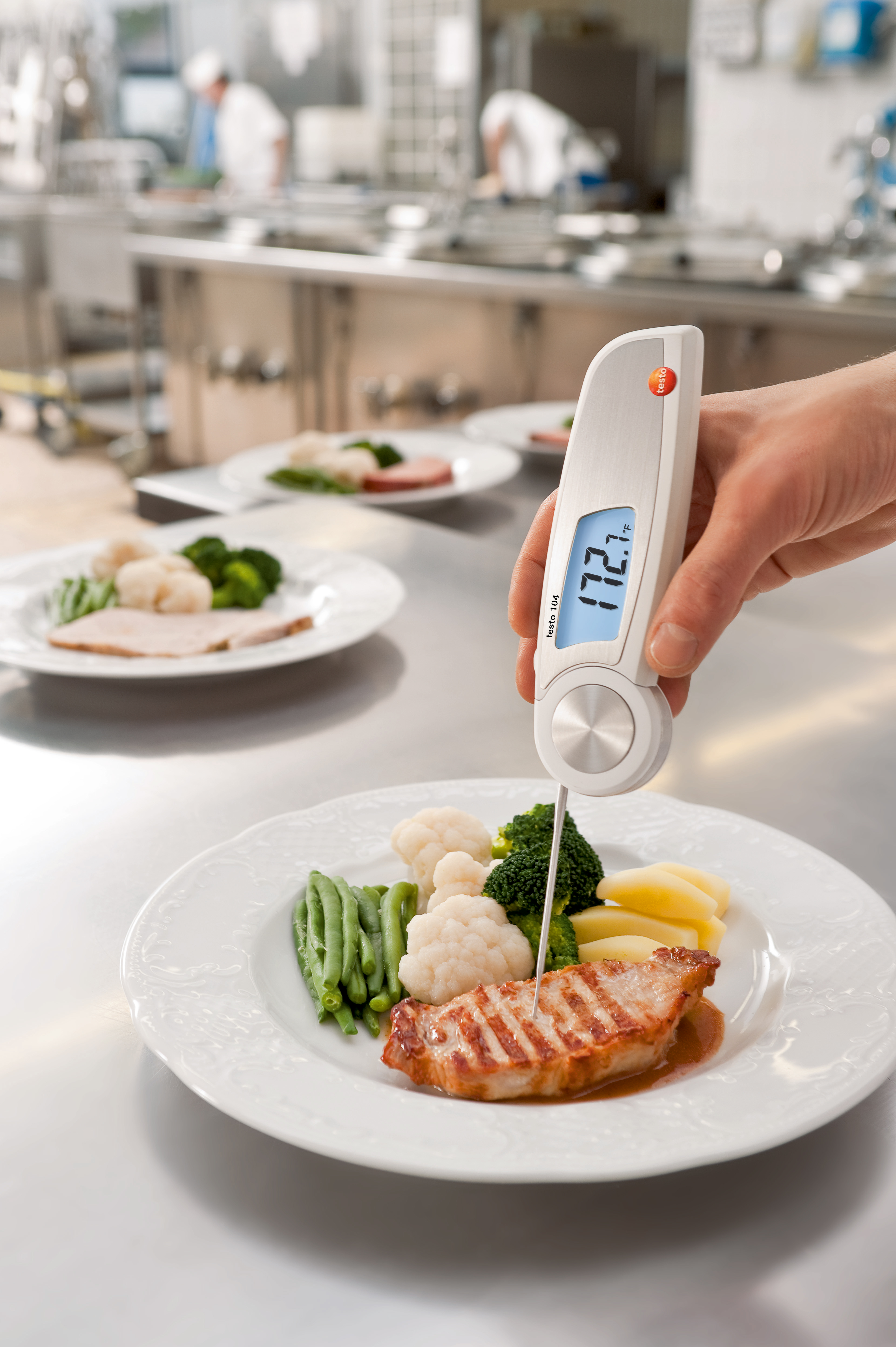 Testo Affordable Thermometers - Testo 104 taking temperature of chicken
